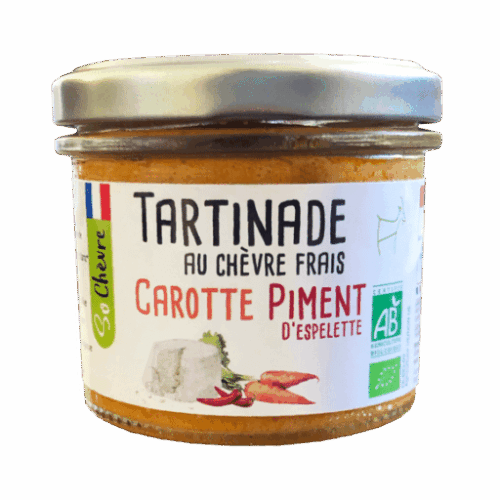 Pot tartinade au chèvre frais carotte piment d'Espelette